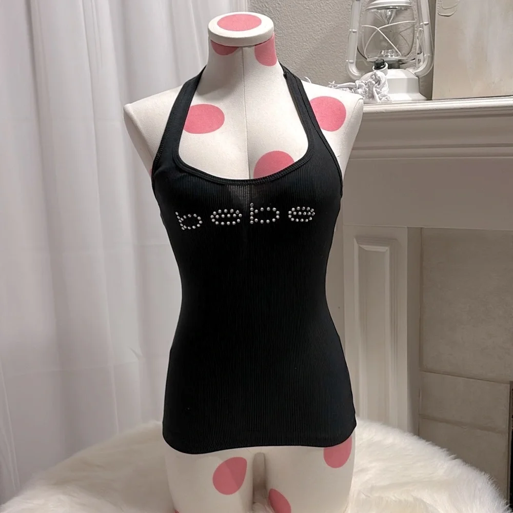 Bebe Black Racer Back Tank Top Like New Excellent Condition - Picture 6 of 7